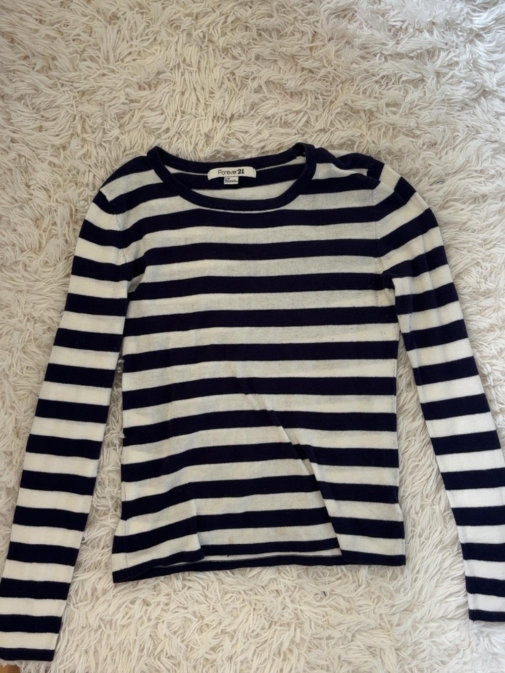 Forever 21 Black & White Striped Crewneck Sweater